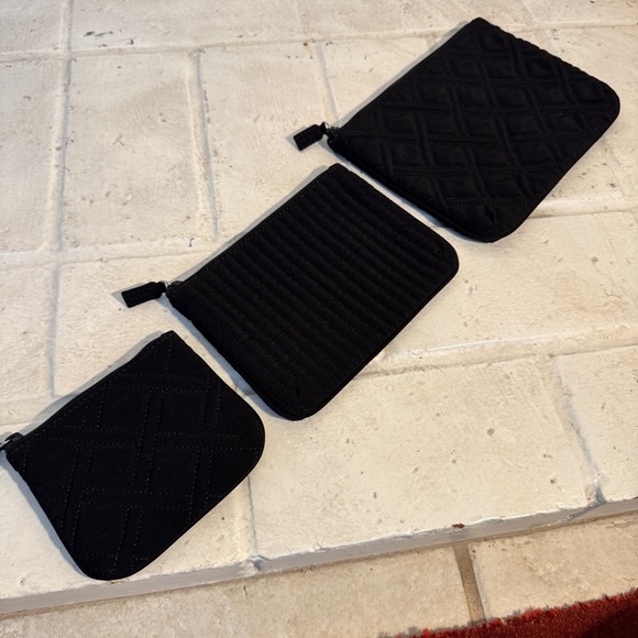 Set of THREE Vera Bradley Quilted Pouches / Cosmetic Cases in Black - Picture 5 of 14